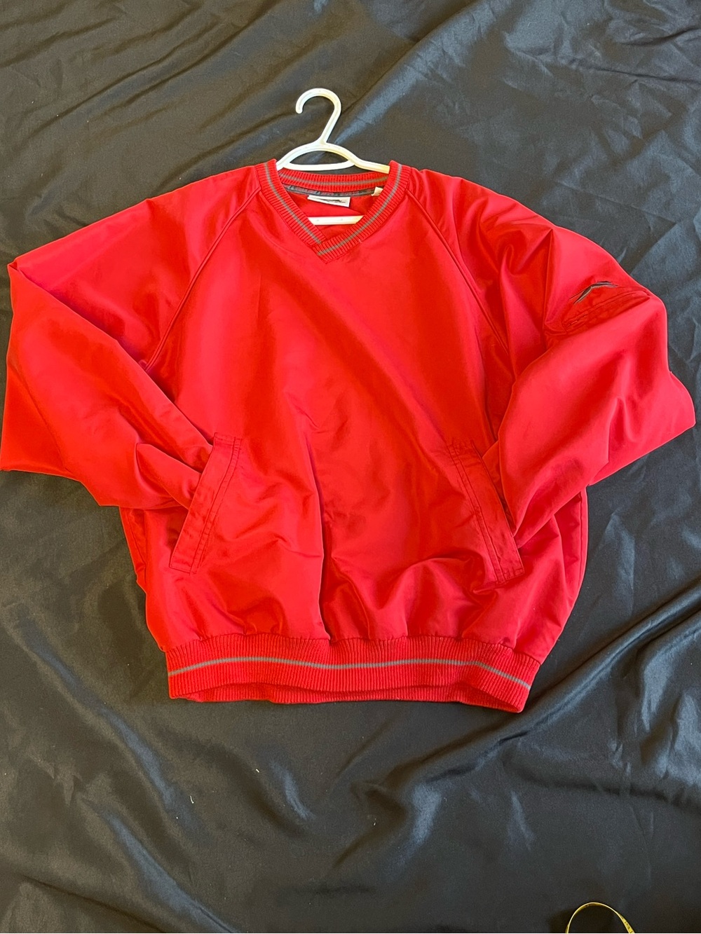 Slazenger Red V-Neck Golf Windshirt Pullover Jacket Size Large L Men's Vintage